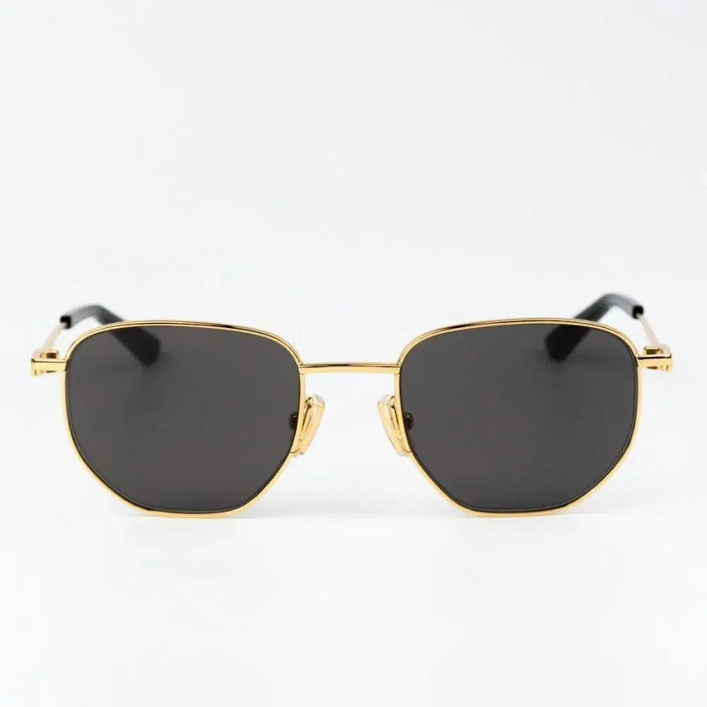 NEW Bottega Veneta BV1301S 001 Gold Grey Split Panthos Unisex Sunglasses